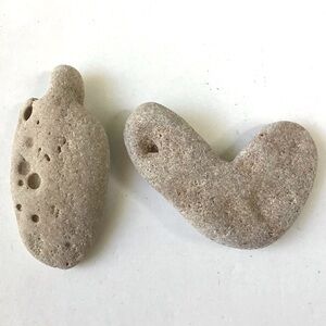 2 Natural Formed Florida Beach Rocks Unique Shaped Stones Partially Bored Holes